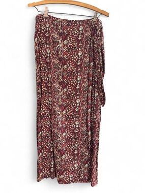 Boho Burgundy Maxi Wrap Skirt
